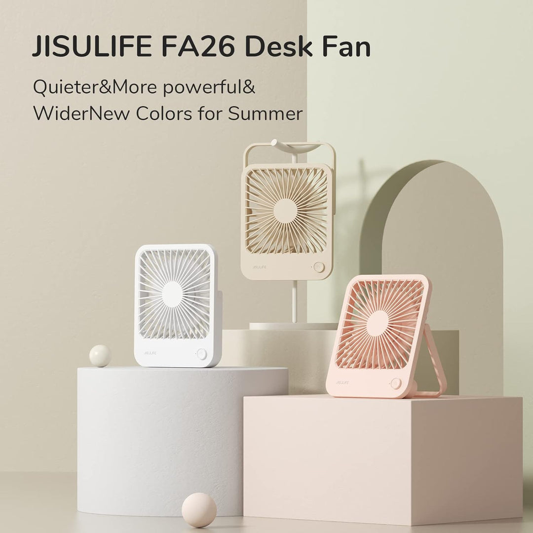 JISULIFE Tischventilator Leise, Mini Ventilator Akku Aufladbar, 180° Faltbarer Tragbarer Ventilator