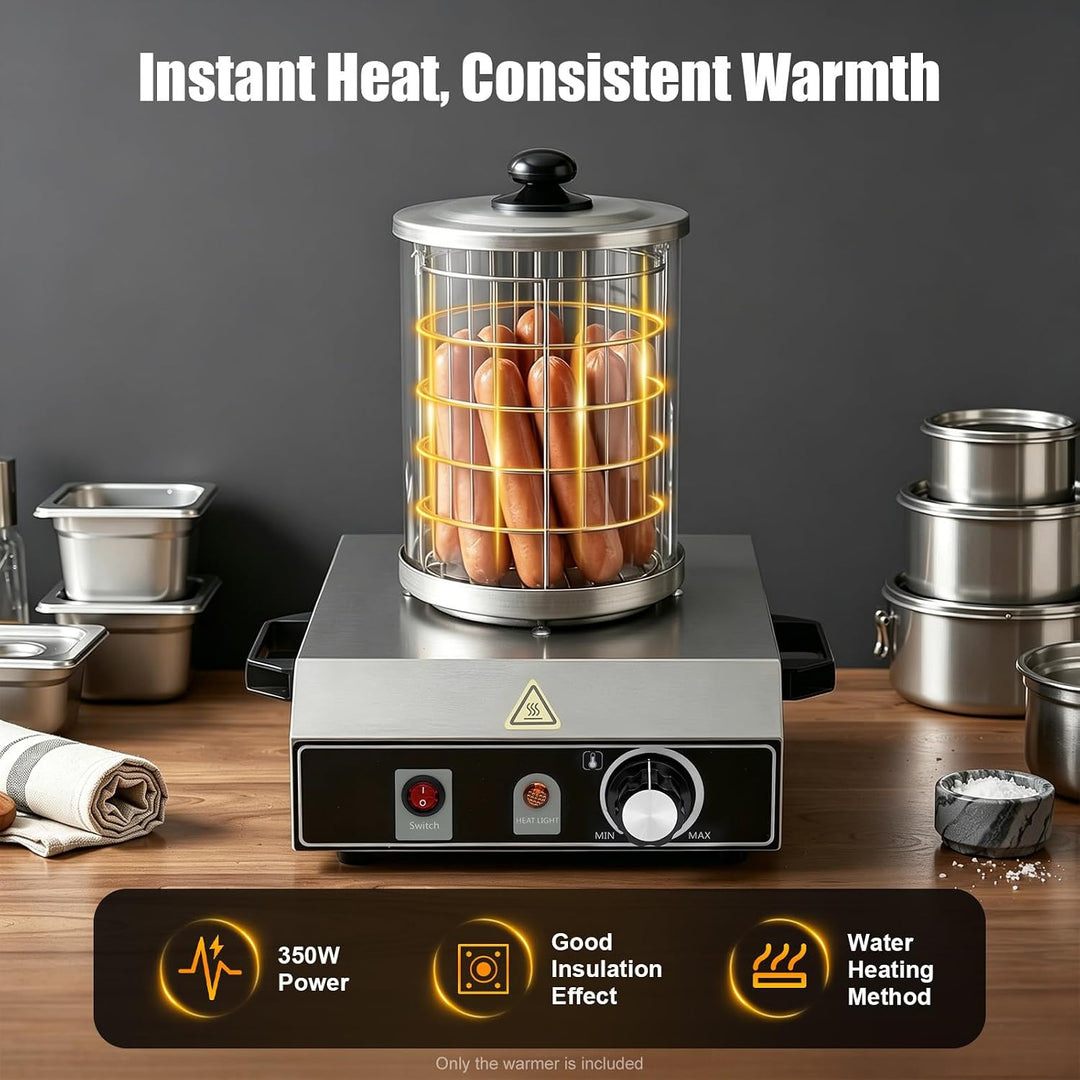 Profi Hot Dog Maker, 350w Edelstahl Wurstwärmer, Elektrisch Würstchenwärmer, 30-85℃ Temperatur, Wurs