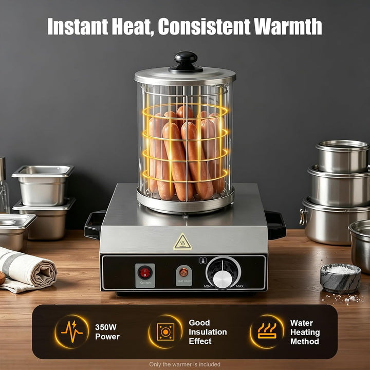 Profi Hot Dog Maker, 350w Edelstahl Wurstwärmer, Elektrisch Würstchenwärmer, 30-85℃ Temperatur, Wurs