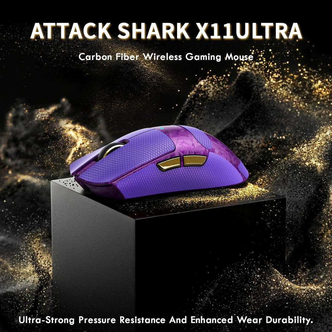 ATTACK SHARK X11 Ultra Kabellose Gaming-Maus mit C06 Ultra LED-Kabel, Carbonfaser-Verbundgehäuse, 54