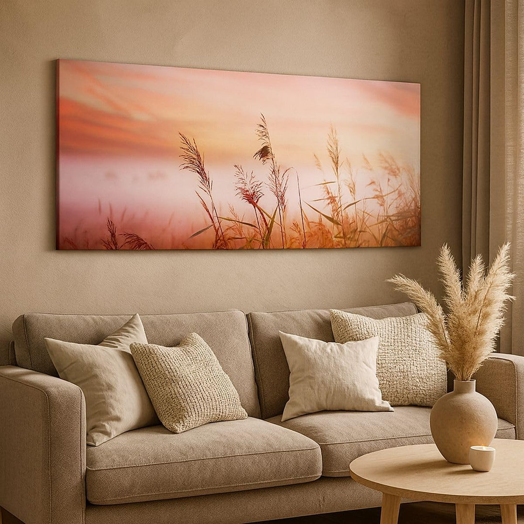Wandbilder Dekoration Wohnzimmer Wiese Getreide Natur Panorama Bilder auf Leinwand 120x50cm Leinwand