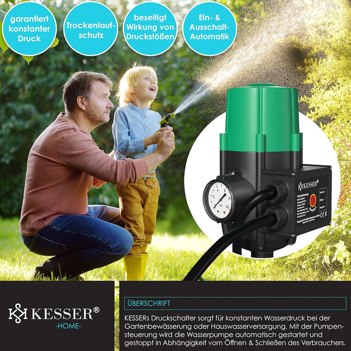 KESSER® Pumpensteuerung mit Baranzeige | mit Kabel | 10 bar Druckwächter Elektronische Pumpensteueru