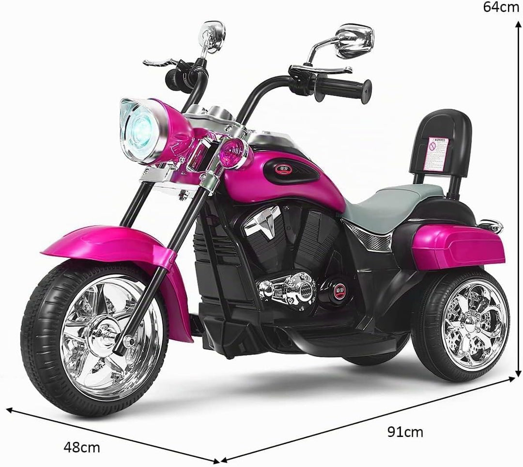 FANTASK Kinder Elektromotorrad mit verstellbarem Scheinwerfer, Dreirad Elektromotorrad mit Sound, Ho
