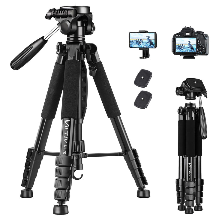 Victiv Kamera Stativ mit 52–160-185cm Höhe, leichtes Camera Tripod mit Abnehmbar 3-Wege-Kopf, Alumin