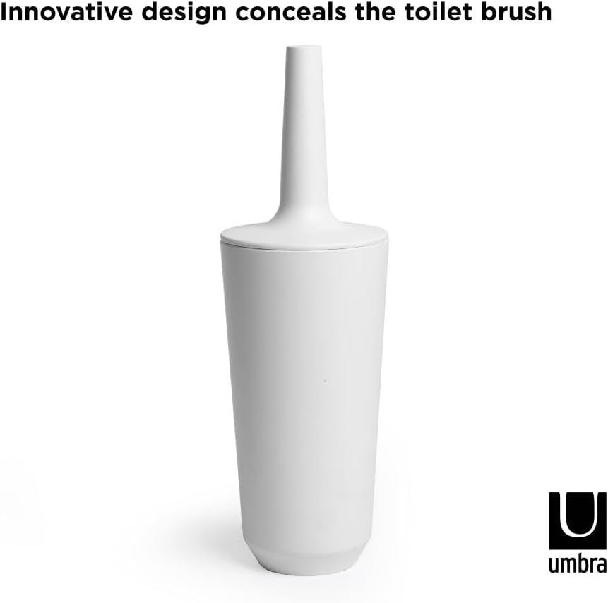 Umbra 1004478-660 Corsa Toilet Brush, WC-Büstenhalter aus Keramik, Weiss Toilettenbürstenhalter Weis