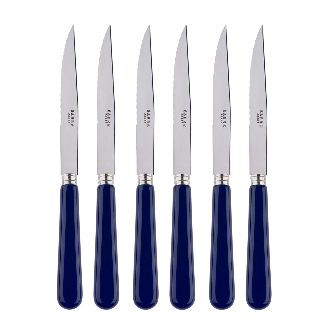 SABRE PARIS - 6er Set Steakmesser Mit Wellenschliff - Pop - Fleischmesser - Edelstahl & Acryl - Spül