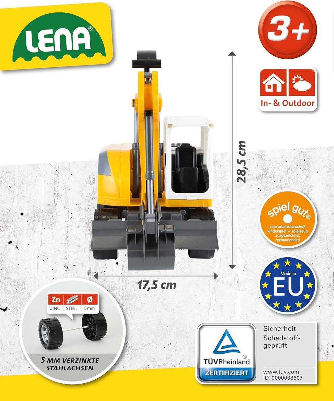 Lena 04611 - Worxx Schaufelbagger Modell Liebherr A918 Compact Litronic, ca. 48 cm, Baustellen Spiel