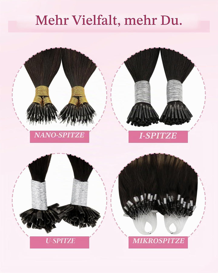 YoungSee Microring Extensions Echthaar Ombre Microring Extensions Echthaar Dunkelbraun Ombre Aschblo