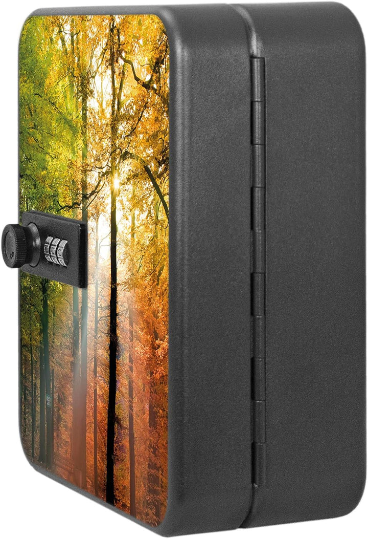 banjado® Burg-Wächter® abschliessbarer Schlüsselkasten mit Motiv Herbstwald für 20 Schlüssel - Schlü