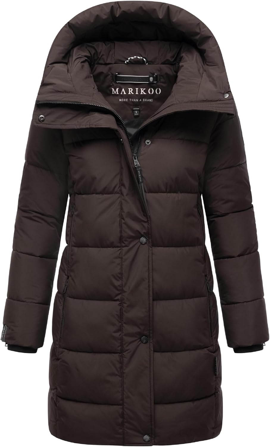 MARIKOO Damen Wintermantel warmer Steppmantel lang mit Kapuze und hohem Kragen Karumikoo XVI XS-5XL