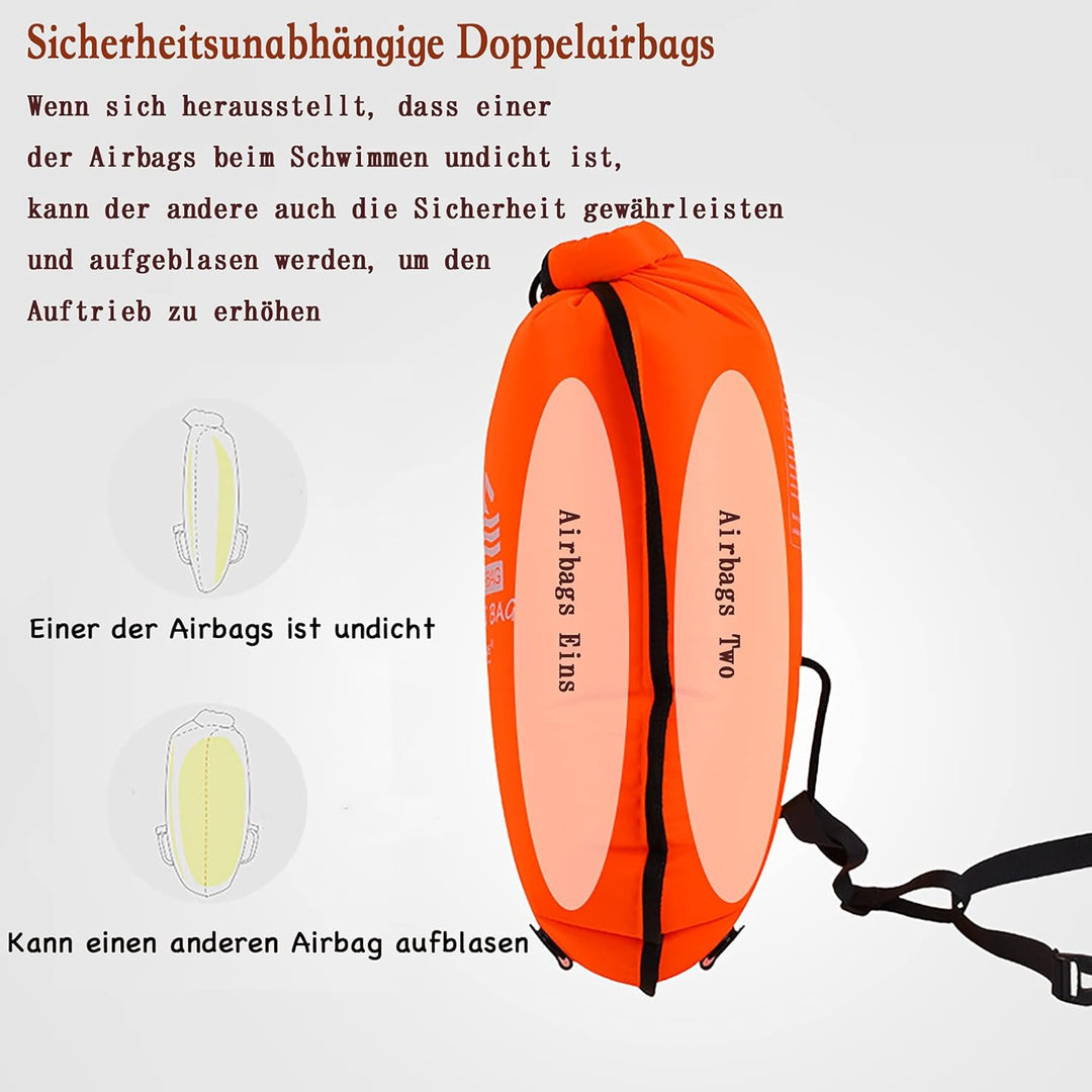 Premium Schwimmboje mit trockentasche, 20L für Triathleten, Stand up Paddling oder Wassersportler, o