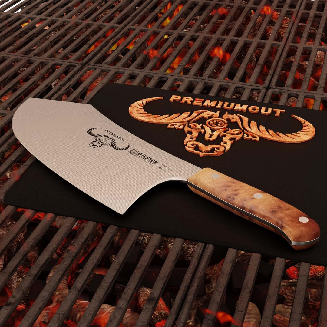 GIESSER seit 1776 - Made in Germany - Küchenbeil 22 cm Tree of Life, PremiumCut Butcher No 1, Hackme