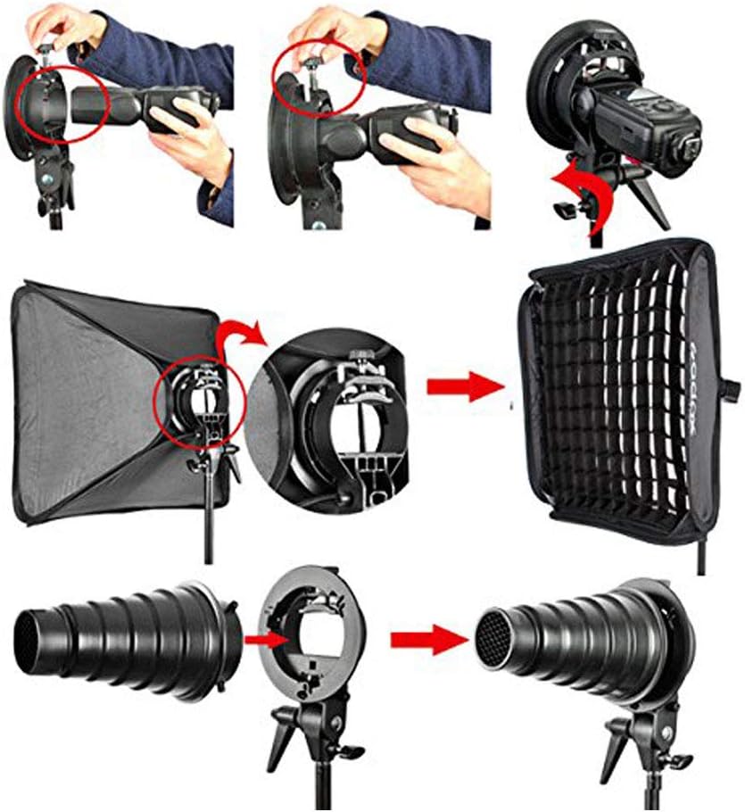 Godox Softbox 60 x 60 cm mit S Typ Speedlite Halterung, Wabengitter, Bowens Halterung und Tragetasch
