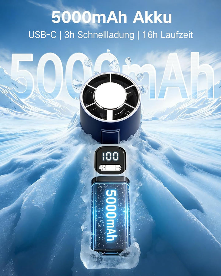 【2026 Neu】 Tragbarer Handventilator 3-in-1, 16000 RPM Super Turbo Ventilator, 5000mAh Akku aufladbar