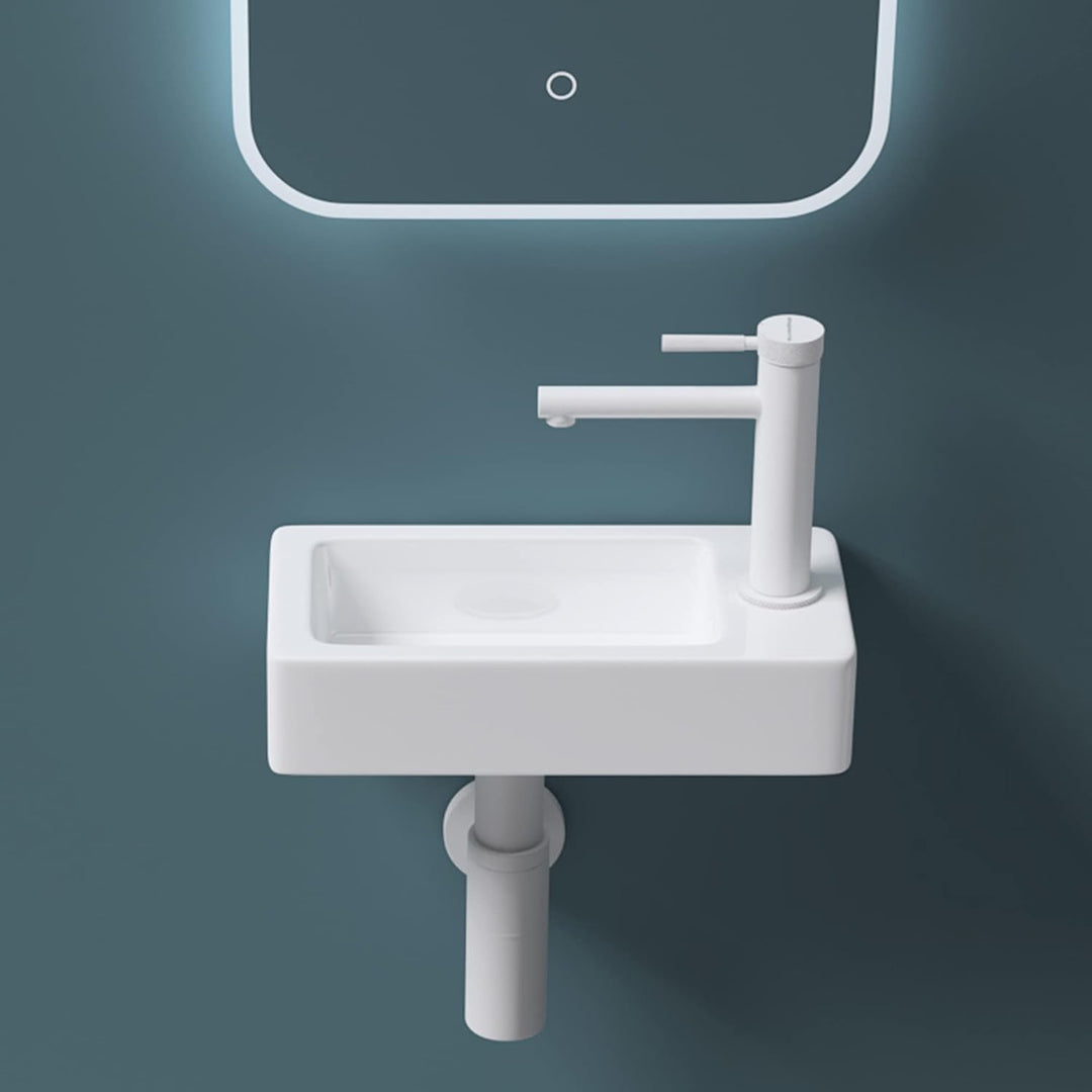 Mai&Mai: Hängewaschbecken aus Keramik in weiss mit Nano-Beschichtung Brüssel3053L Hahnloch: Rechts,