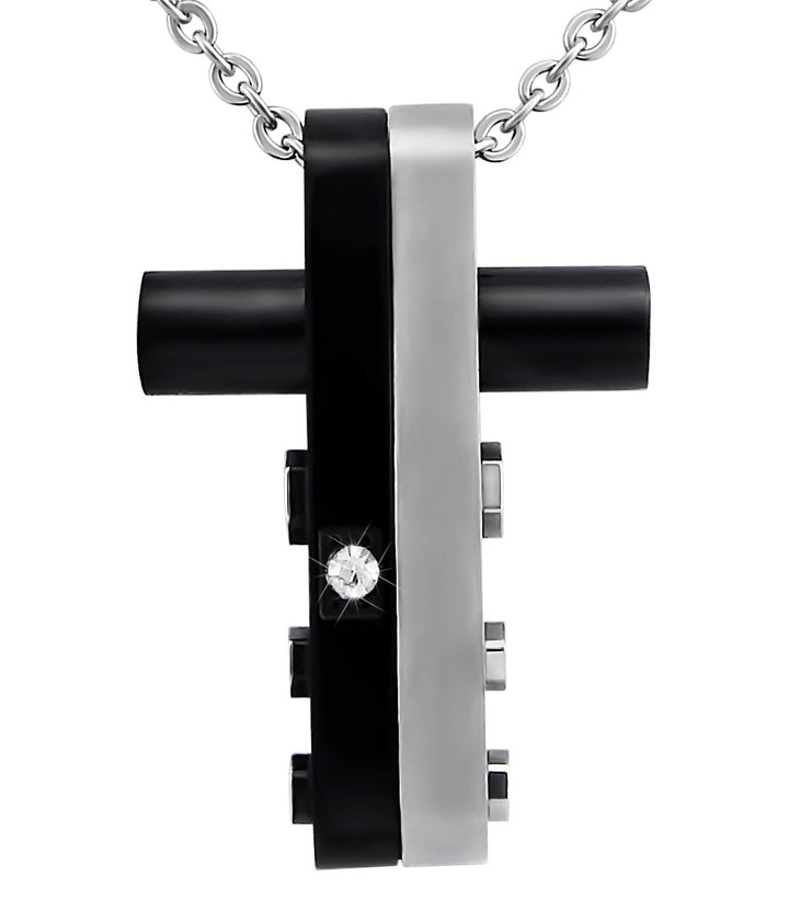 Hanessa Herren-Schmuck Edelstahl Halskette Kreuz Schwarz Silber Schrauben Geschenk zu Weihnachten fü