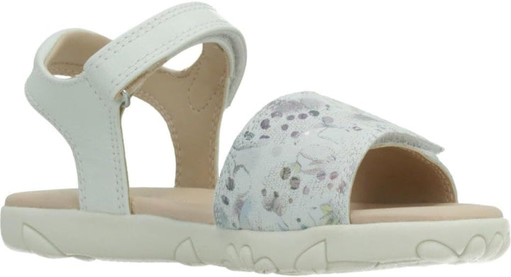 Geox Mädchen J Haiti Girl Sandal, Off White Multicolor