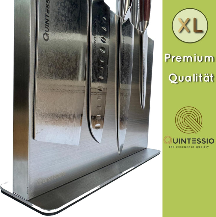 QUINTESSIO Messerblock magnetisch ohne Messer - Beidseitiger Messerhalter magnetisch aus Edelstahl -
