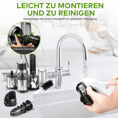 AMZCHEF 4-IN-1 - Entsafter/Gemüseschneider/Fleischwolf/Wurstmacher - Slow Juicer mit 80MM Öffnung fü