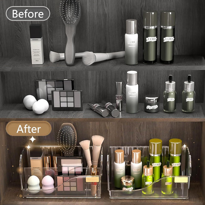 Make up Organizer mit 4 Fächern, 2 Stück Kosmetik Aufbewahrungsbox für Schminktisch Badezimmerschran