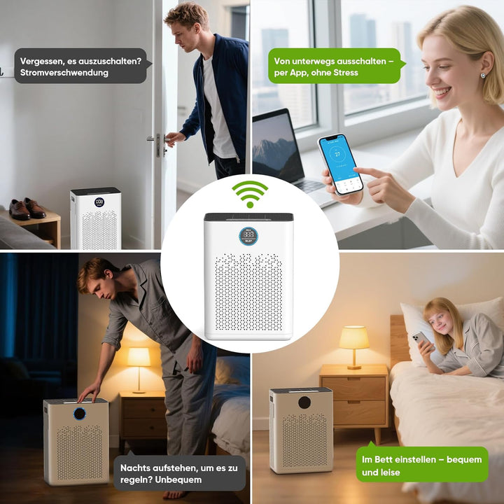 Luftreiniger mit App Steuerung, HEPA H14 Aktivkohlefilter Filter, Smart Home Luftreiniger mit Alexa