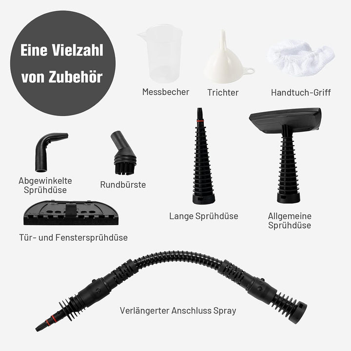 COSTWAY Dampfreiniger inkl. 9 Zubehörteil, Handdampfreiniger, Dampfreinigen Handgerät 3 bar / 350ml