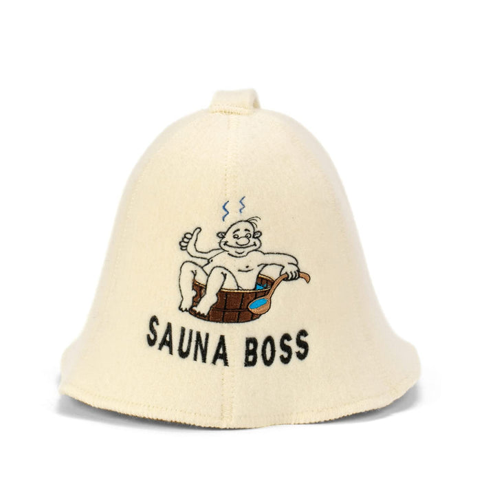BOSS HAT - 100% Bio Wollfilz Cap Banya Haarschutz bestickt russisches Accessoire Raumaccessoire Gesc