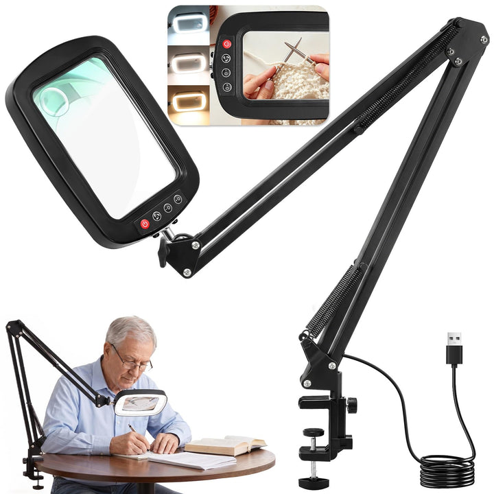 NZQXJXZ 10X 30X Lupe mit Licht und Klemme, Lupenlampe für Lesen &amp; Hobby | 75cm Flexibler Arm, Grosse