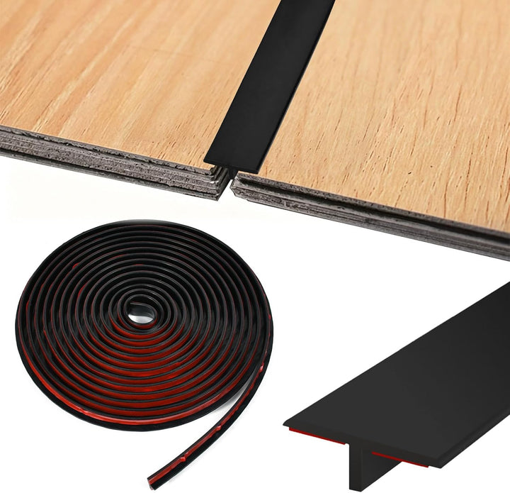 5m Schwarzer T Profil Laminat Übergangsprofil Selbstklebend Silikon 2cm Breit Übergangsleiste Boden