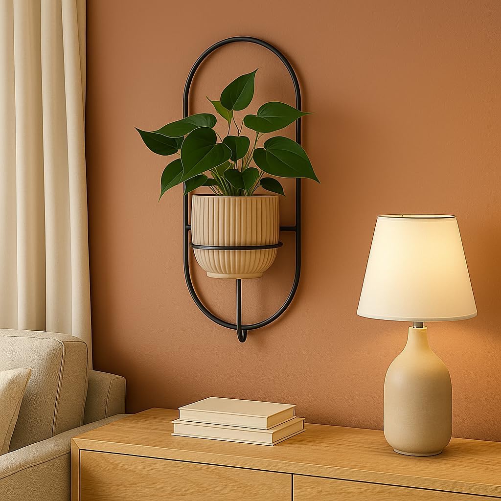 Pflanzregal Wand - Blumenhalter Hängend - aus Metall, Moderne Wand Deko für Wohnzimmer, Jugendzimmer