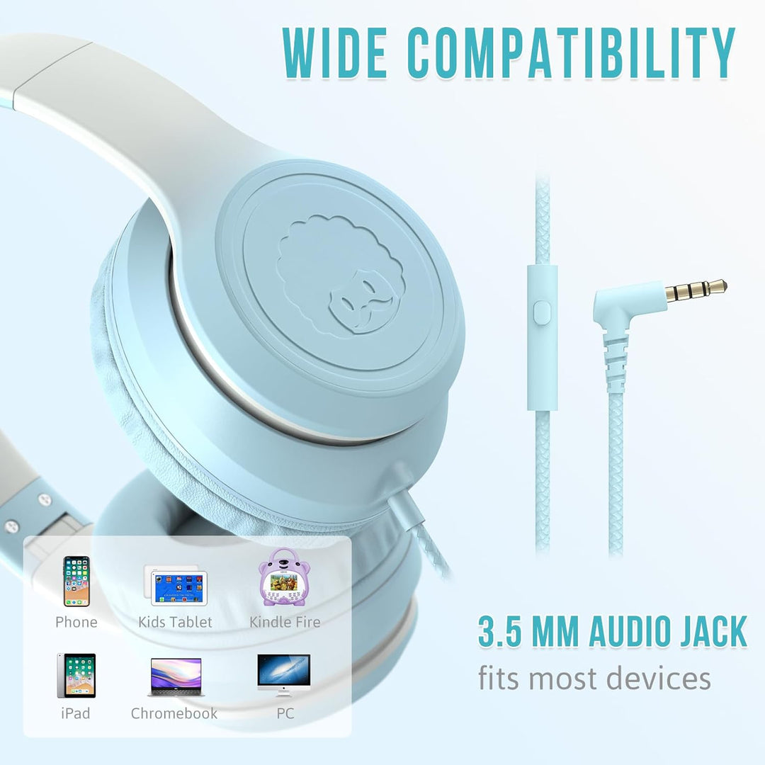 RockPapa L22 Kinder kopfhörer, Kabel Kopfhörer für Kinder, 3,5 mm Aux Jack, Verstellbares Stirnband