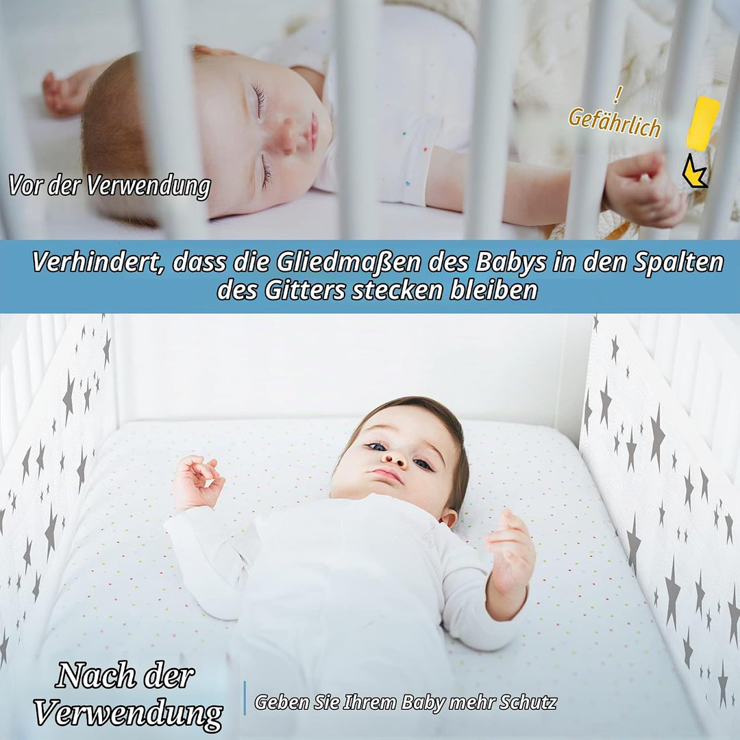 WYSWYG® Atmungsaktive Babybett Umrandungen für Sicherheit &amp; Komfort, Premium Bettumrandung Babybett