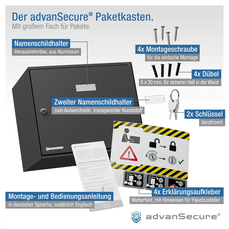 advanSecure® Paketkasten | innovatives Schliesssystem für kontaktlose Paket-Zustellung | für mittel-