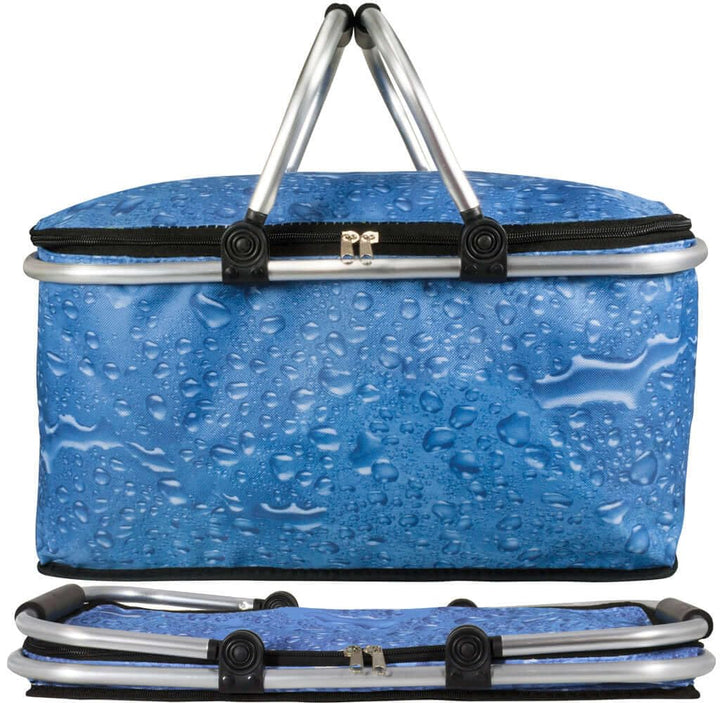 Thermo-Einkaufskorb mit Aluminiumrahmen, Blau, 30 Liter, 47x27x23 cm, Faltbar, Isoliert, 600D Polyes