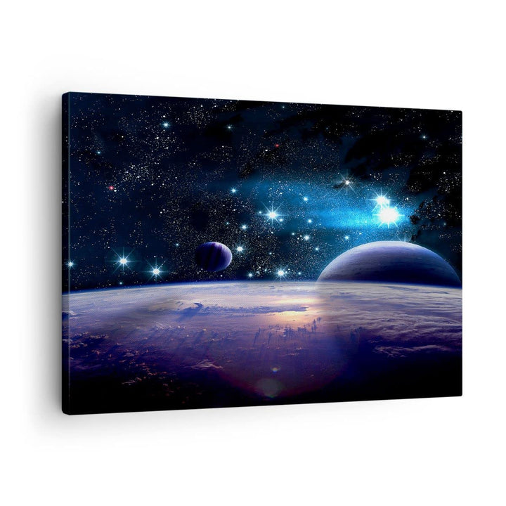 Bilder auf Leinwand Kosmos Planet Leinwandbild mit Rahmen 70x50cm Wandbilder Dekoration Wohnzimmer S