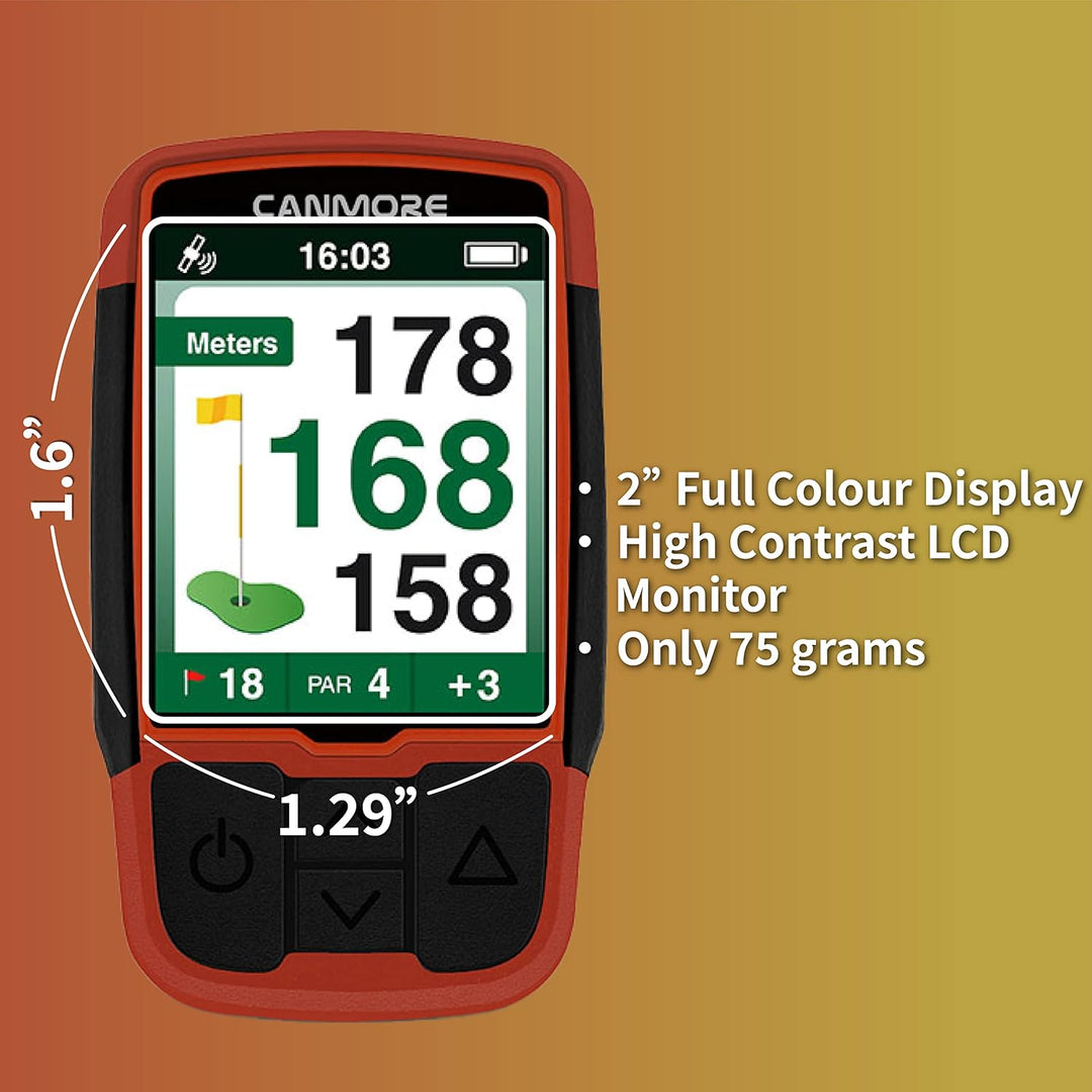 Canmore HG200 Golf-GPS – Wasserdichtes 2-Zoll-Vollfarbdisplay mit über 41.000 wichtigen Golfplatzdat
