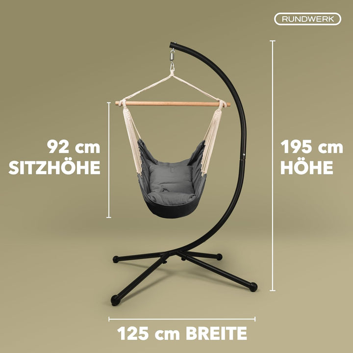 Rundwerk® Hängesessel mit Gestell - All Inclusive mit 2 Kissen - für Indoor & Outdoor ideal für Balk