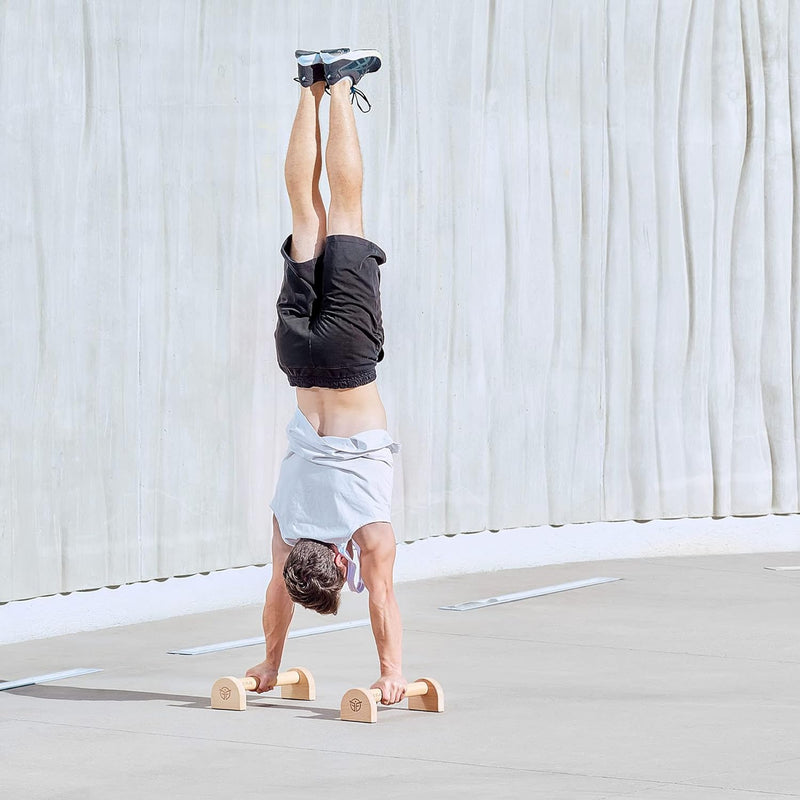 Eric Flag Holz Parallettes Liegestützgriffe, Handstand-Barren Lange für Fitness, Gym, Street Workout