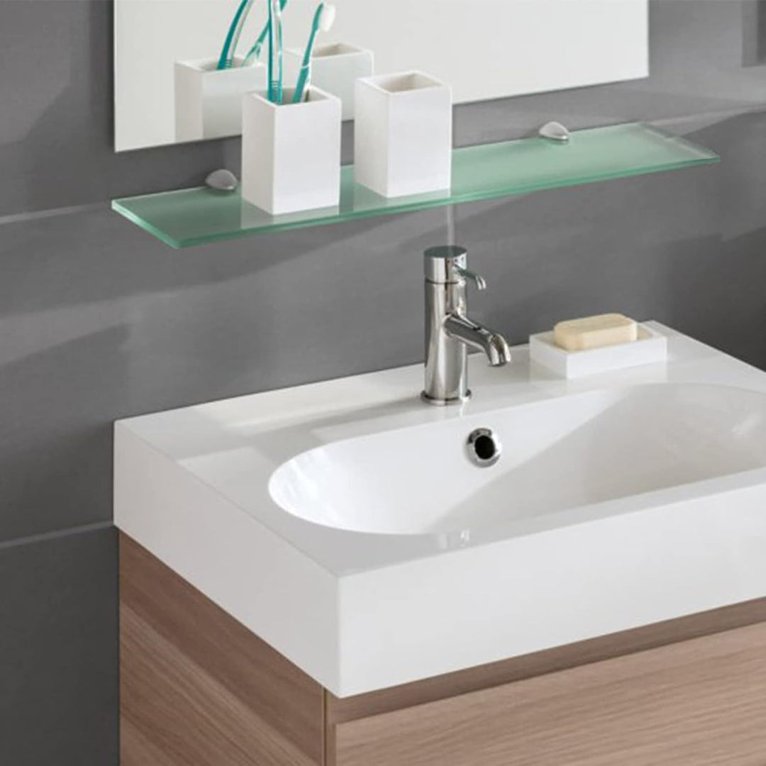 Randaco 2X Glasablage Glasregal, Glas Glasablage Klarglas mit Wandhalterung&8mm ESG Sicherheitsglas