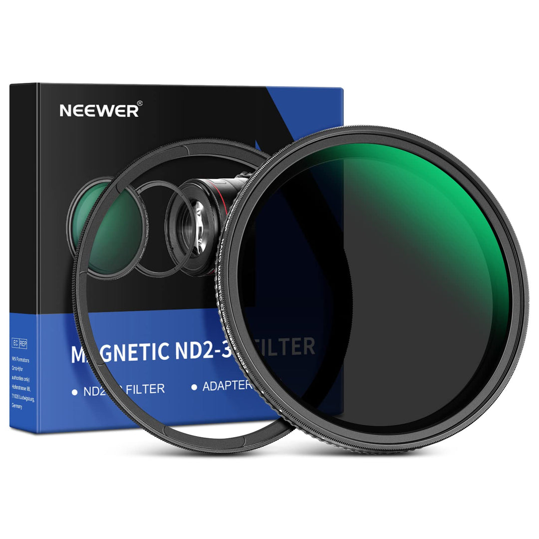 NEEWER 62mm Magnetischer variabler ND Filter ND2-ND32 (1-5 Stopps)mit magnetischem Adapterring,HD ei
