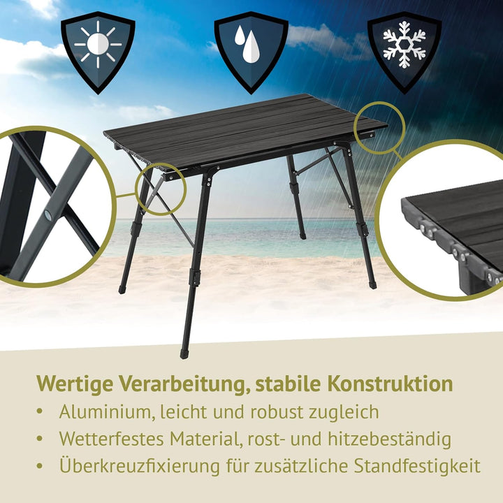 Campingtisch klappbar höhenverstellbar Falttisch tragbar Aluminium inkl. Tragetasche Outdoortisch we