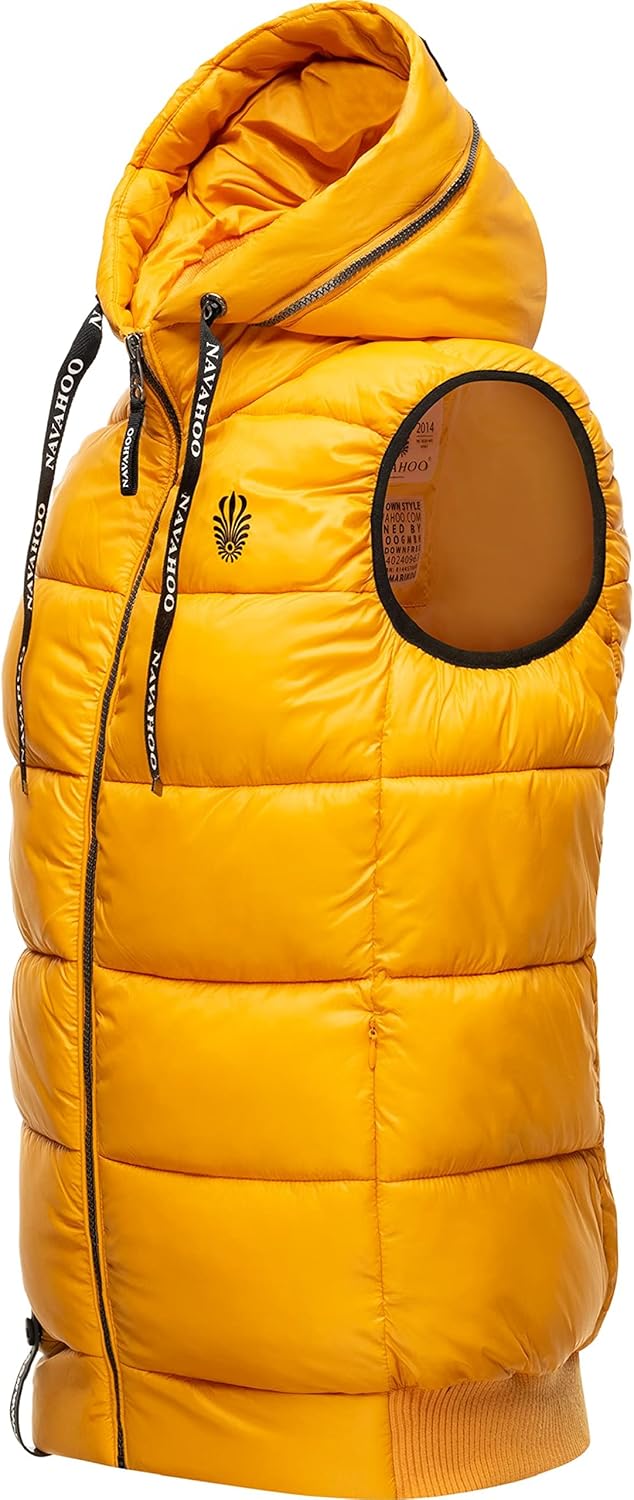 Navahoo Damen Steppweste leichte Outdoor-Weste Übergangsjacke mit Kapuze Kassidy XS-3XL XS Gelb, XS