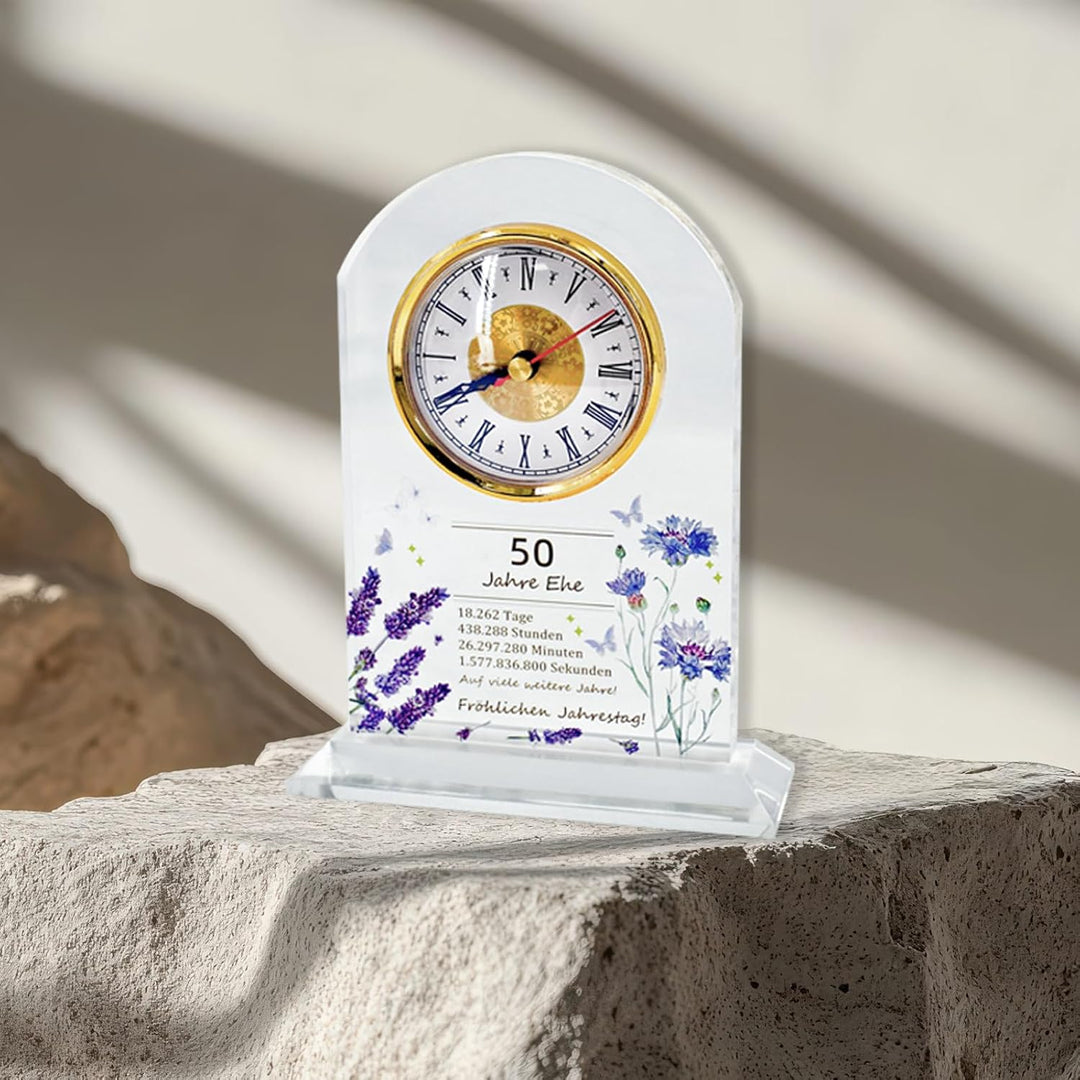 Geschenk zum 50. Hochzeitstag, Jubiläums-Quarzuhr, Tischuhr, 50. Hochzeitstag, Goldene Hochzeit, gee