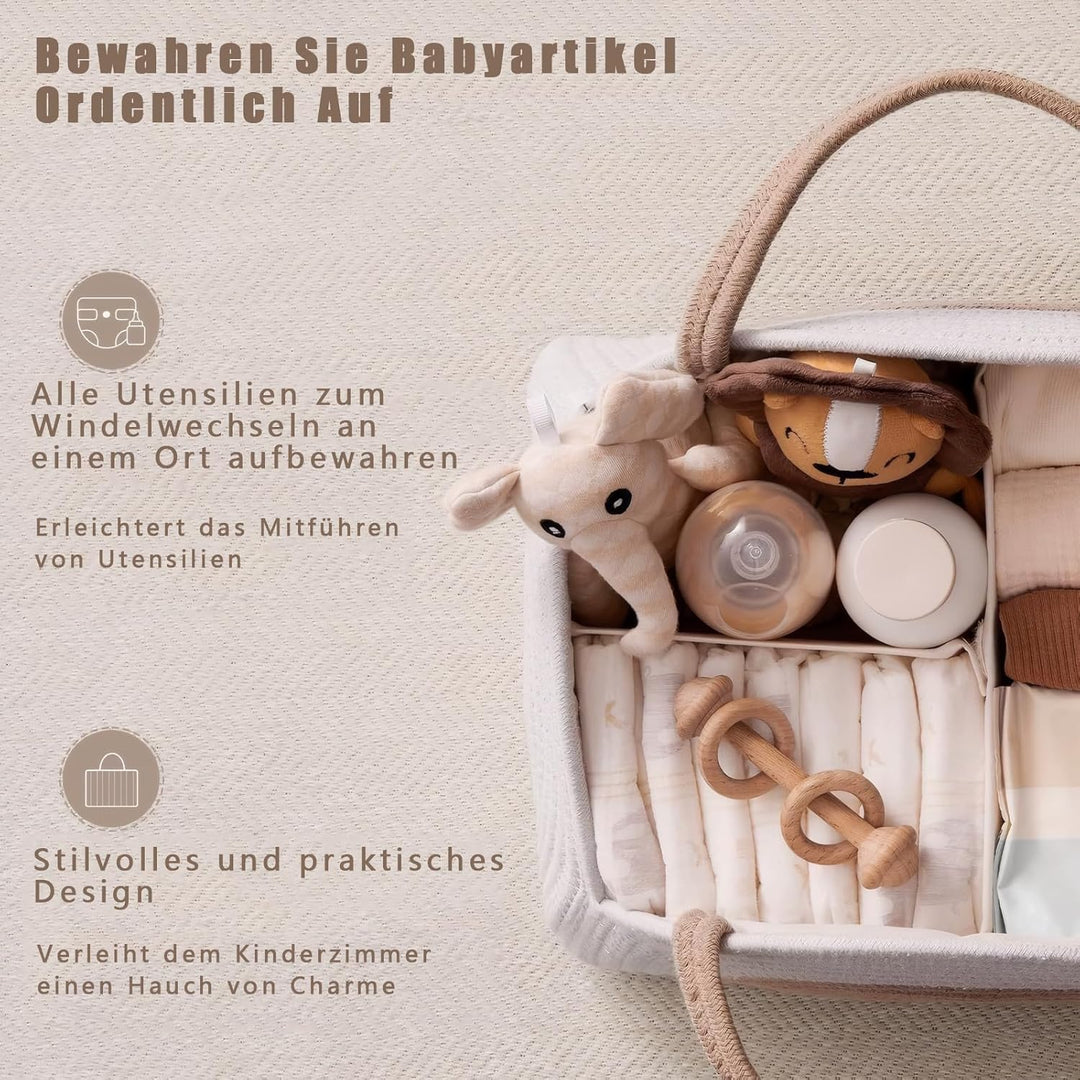 Wickeltasche Organizer, Baby Windel Caddy Korb, Tragbarer Aufbewahrungskorb für den Wickeltisch, Wic