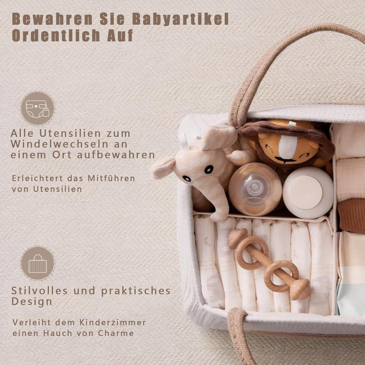 Wickeltasche Organizer, Baby Windel Caddy Korb, Tragbarer Aufbewahrungskorb für den Wickeltisch, Wic