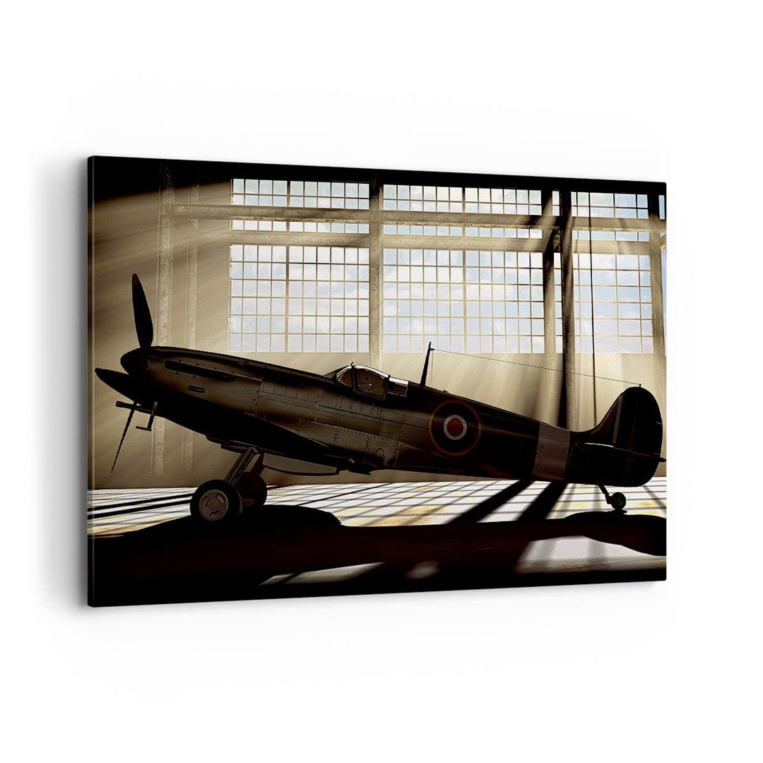 Bilder auf Leinwand 100x70cm Leinwandbild Airplain Hangar Flug historisch Gross Wanddeko Bild Schlaf