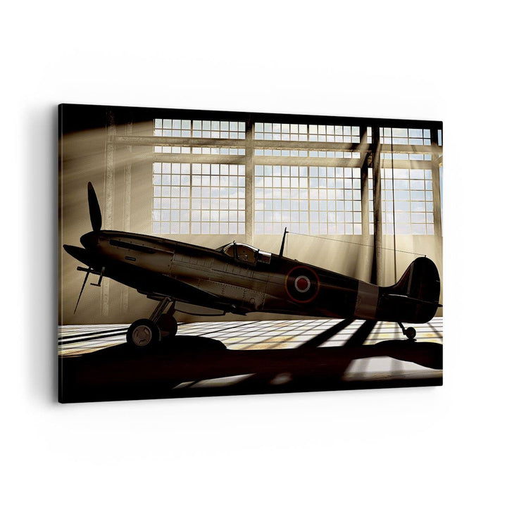 Bilder auf Leinwand 100x70cm Leinwandbild Airplain Hangar Flug historisch Gross Wanddeko Bild Schlaf