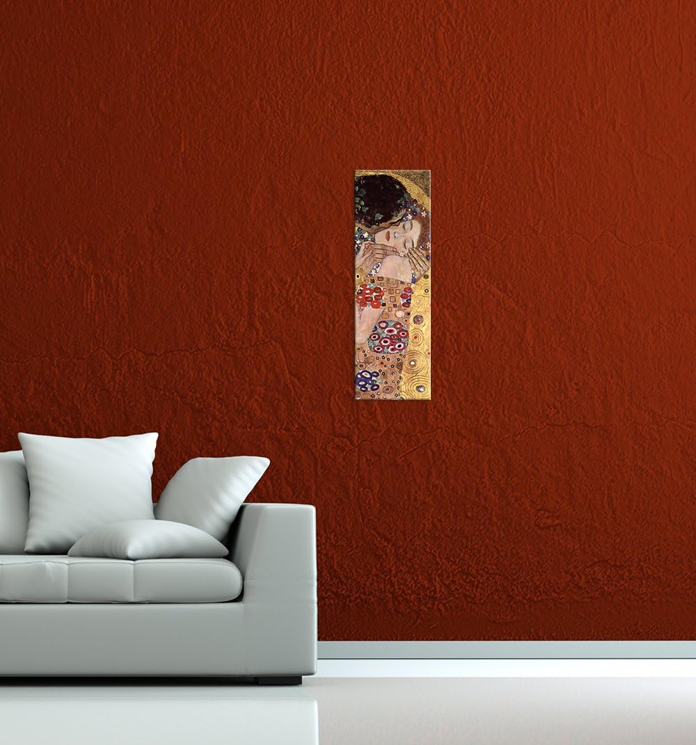 Bilderdepot24 Bild auf Leinwand | Gustav Klimt Der Kuss in 40x120 cm als Wandbild | Wand-deko Dekora