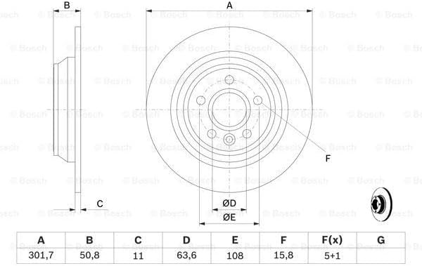 Bosch BD1132 Bremsscheiben - Hinterachse - ECE-R90 Zertifizierung - zwei Bremsscheiben pro Set