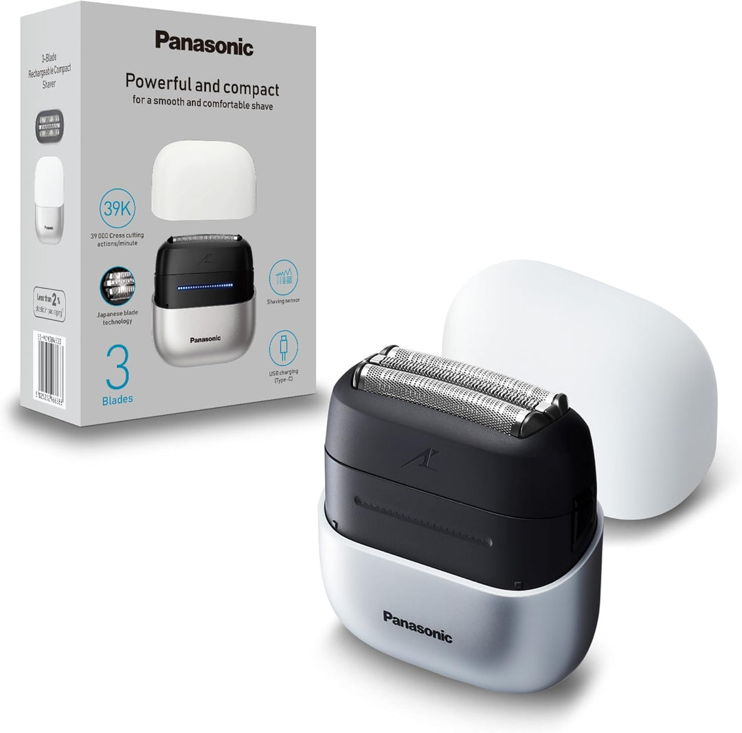 Panasonic ES-ACM3BW503 Series 700 Kompaktrasierer mit 3 Klingen, Nass- & Trockenrasierer für Männer,
